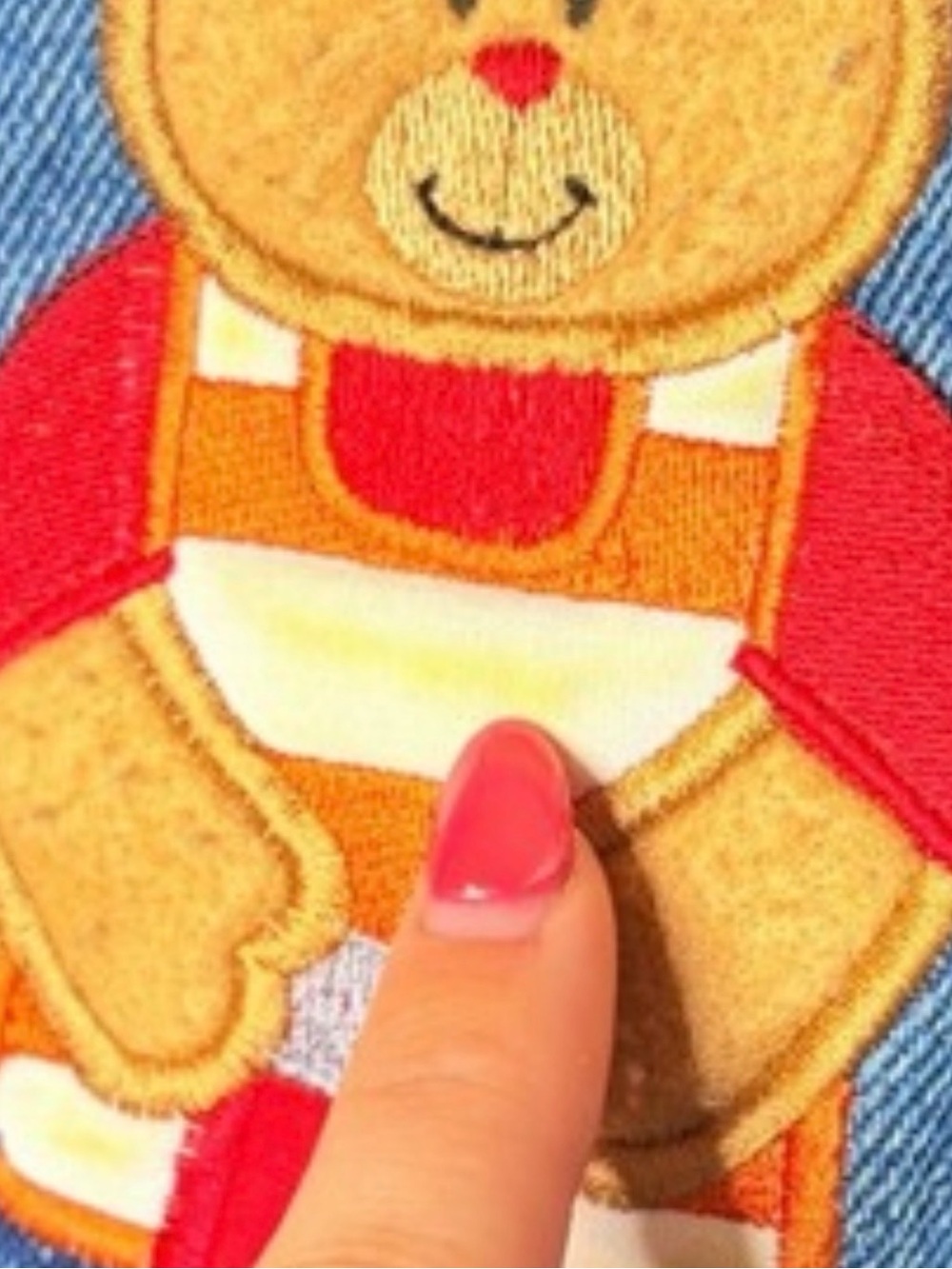 Vintage 18 months Boys Denim Overalls Construction Patch Bear 100% Cotton - Picture 9 of 9
